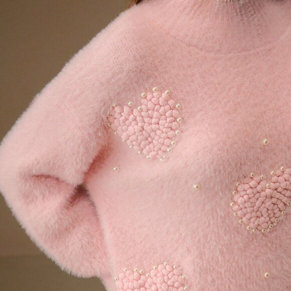 Pink Elegant Women's Chic Velvet Sweater - Picture 7 of 7